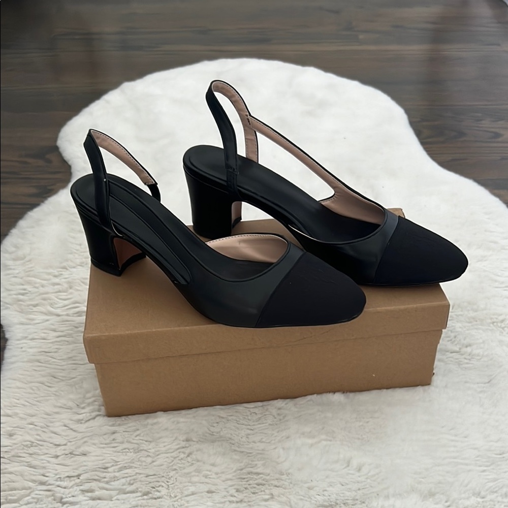 Elegant Black Slingback Heels, size 7.5